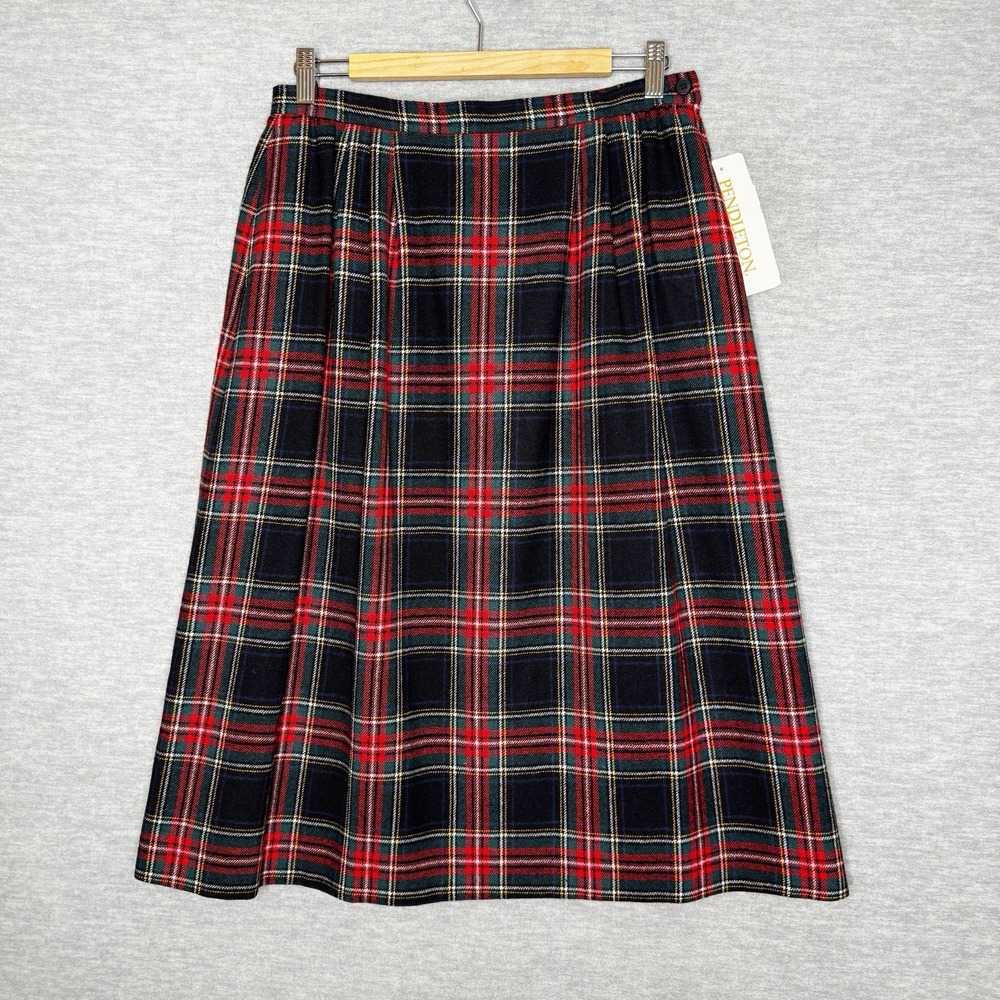 Classic Red & Black Plaid A-Line Skirt